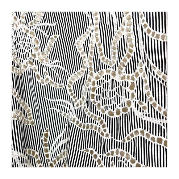 Waverly Grey Dress Carolyn Shift Blue & White Printed Embroidery Cut Outs Large - Picture 6 of 8